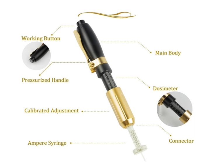 Adjustabke Hyaluronic Acid Mesotherapy Gun Needle Free Injection Hyaluronic Acid Serum Pen